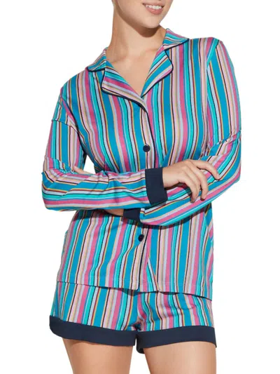 Shop Cosabella Women's Bella 2-piece Leopard-print Pajama Set In Bold Stripe