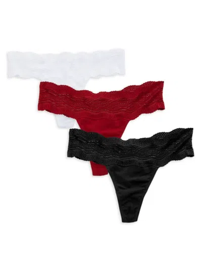 Shop Cosabella Women's Dolce Thong/3-pack In Black Red White