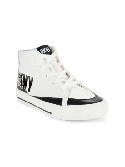 Shop Dkny Kid's Hannah Leena High Top Sneakers In Black White