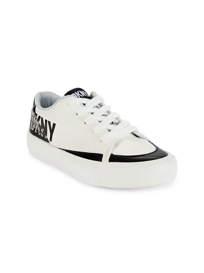 Shop Dkny Kid's Hannah Marley Logo Sneakers In White