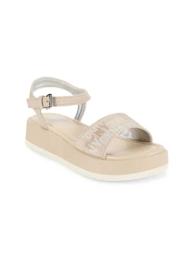 Shop Dkny Girl's Lottie Marina Logo Sandals In Cream