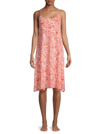 Shop Hue Women's Easy Breezy Floral-print Dress In Spiced Coral