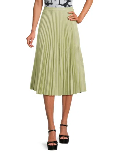 Shop Proenza Schouler Women's Faux Leather Accordion Pleated Skirt In Green Tea