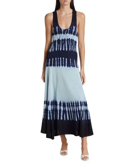 Shop Proenza Schouler Women's Tie Dye V Neck Maxi Dress In Blue Multi