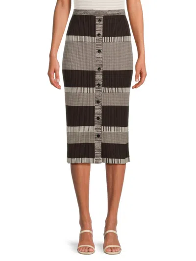 Shop Proenza Schouler Women's Striped Silk Blend Skirt In Dark Brown