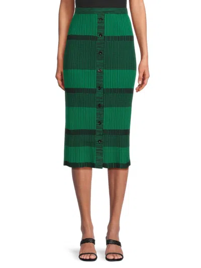 Shop Proenza Schouler Women's Striped Silk Blend Skirt In Green Black