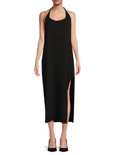 Shop Proenza Schouler Women's Halterneck Side Slit Midi Dress In Black