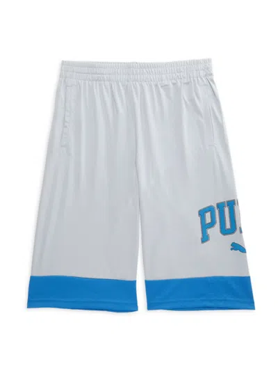 Puma Boy's Contrast Logo Shorts In Grey