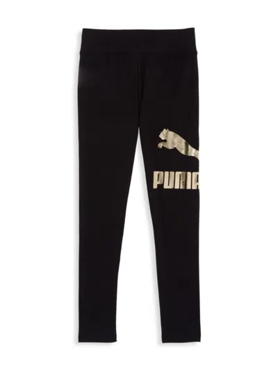 Shop Puma Girl's Logo Leggings In Black