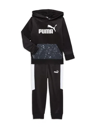 Shop Puma Little Boy's 2-piece Tech Fleece Hoodie & Joggers Set In Black