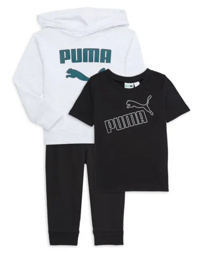 Shop Puma Baby Boy's 3-piece Tee, Hoodie & Joggers Set In White