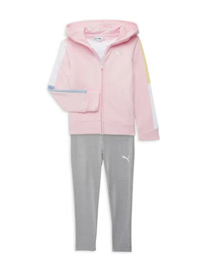 Puma Little Girl's 3-piece Hoodie, Tee & Leggings Set In Light Pink