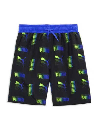 Shop Puma Little Boy's Amplified Logo Swim Shorts In Black