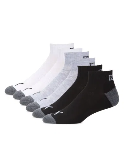 Shop Puma Men's 6 Pack Logo Ankle Socks In Grey