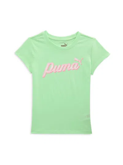 Shop Puma Girl's Logo Tee In Light Green