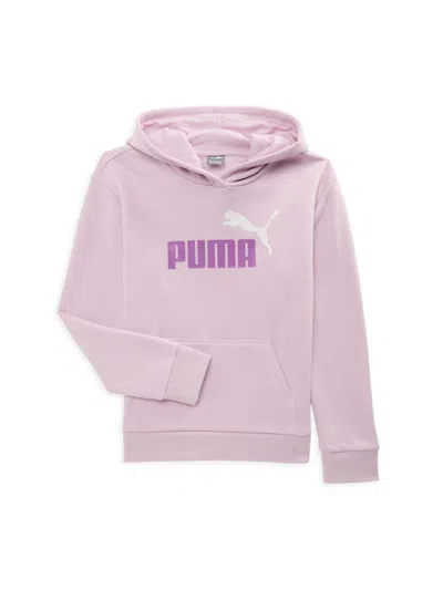 Shop Puma Kid's Logo Fleece Hoodie In Purple
