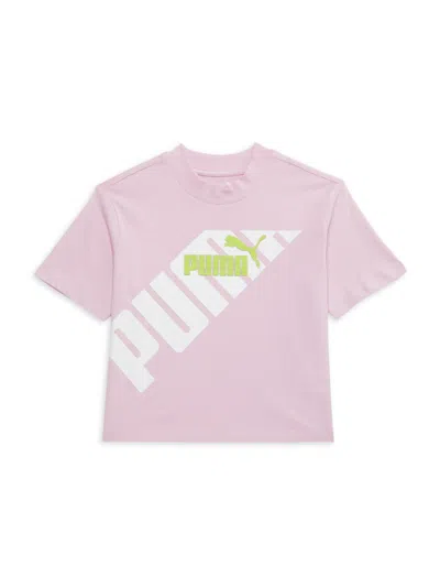 Shop Puma Girl's Logo Boxy Tee In Purple