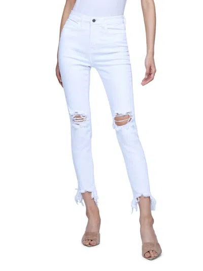 Shop L Agence Women's High Line High Rise Distressed Stretch Skinny Jeans In Blanc White