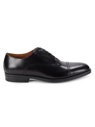 Shop Bruno Magli Men's Leather Cap Toe Oxford Shoes In Black