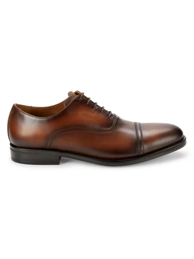 Shop Bruno Magli Men's Leather Cap Toe Oxford Shoes In Cognac
