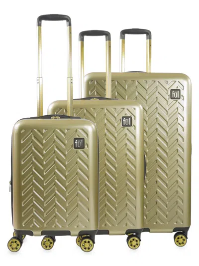 Shop Ful Groove 3-piece Expandable Hardshell Luggage Set In Gold