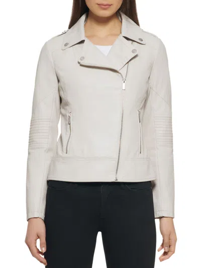 Shop Guess Women's Faux Leather Jacket In Stone