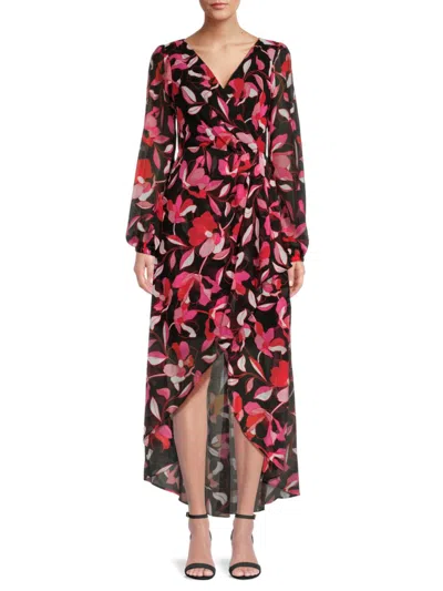 Shop Guess Women's Floral Screenprint High-low Dress In Red Multi