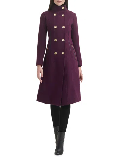 Shop Guess Women's Wool Blend Trench Coat In Eggplant