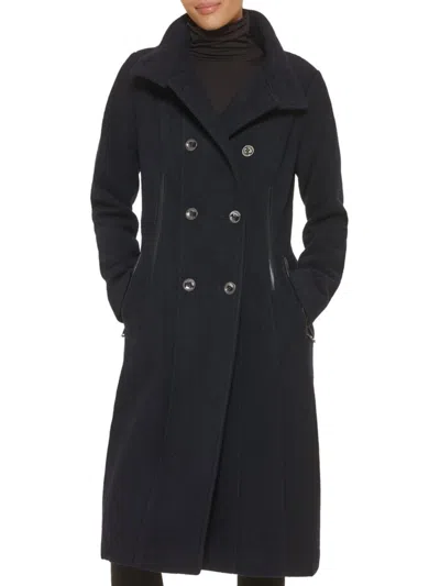 Shop Guess Women's Wool Blend Trench Coat In Navy