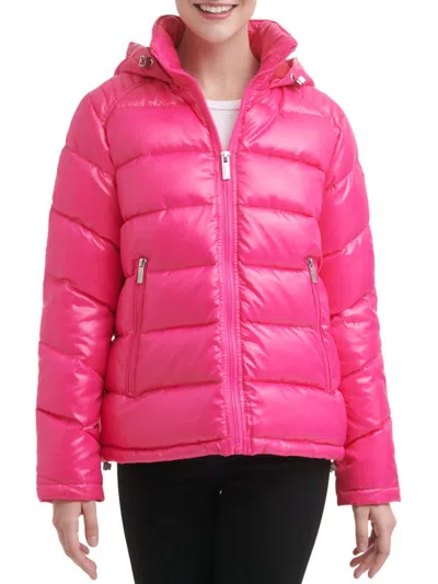 Shop Guess Women's Hooded Puffer Jacket In Hot Pink