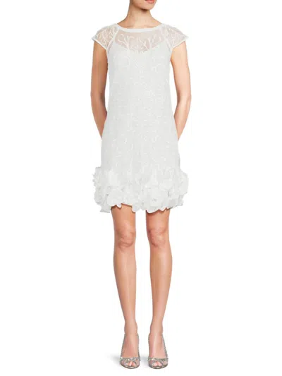 Shop Guess Women's Embroidered Ruffle Mini Dress In White