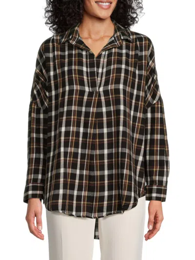 Shop French Connection Women's Panita Plaid Collared Shirt In Dark Check
