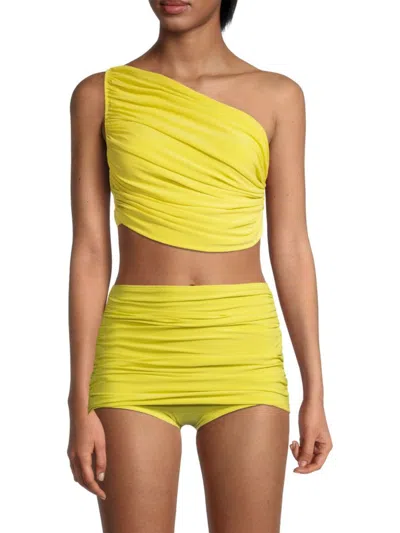 Shop Norma Kamali Women's Diana One Shoulder Bikini Top In Spring Green