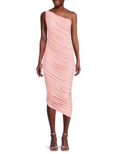 Shop Norma Kamali Women's Diana Ruched Midi Dress In Blush Pink
