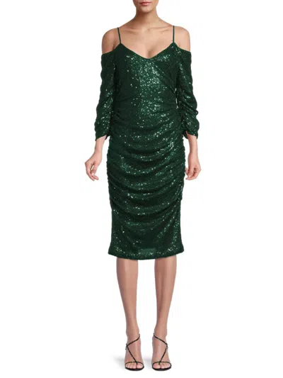 Shop Black Halo Women's Henley Sequin Midi Dress In Emerald