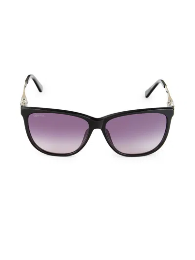 Shop Swarovski Women's 56mm Crystal Square Sunglasses In Black