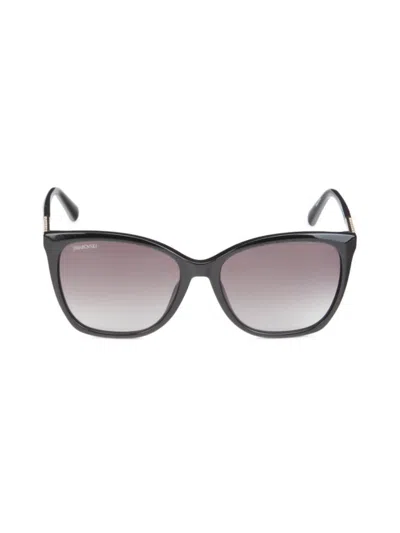 Shop Swarovski Women's 55mm Faux Crystal Cat Eye Sunglasses In Black