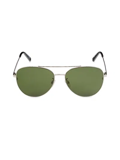 Shop Bally 60mm Aviator Sunglasses In Gunmetal Green