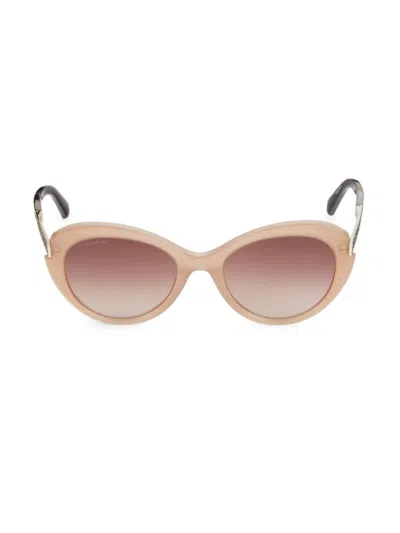 Shop Swarovski Women's 53mm Embellished Oval Sunglasses In Brown