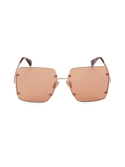 Shop Max Mara Women's 60mm Square Sunglasses In Light Brown