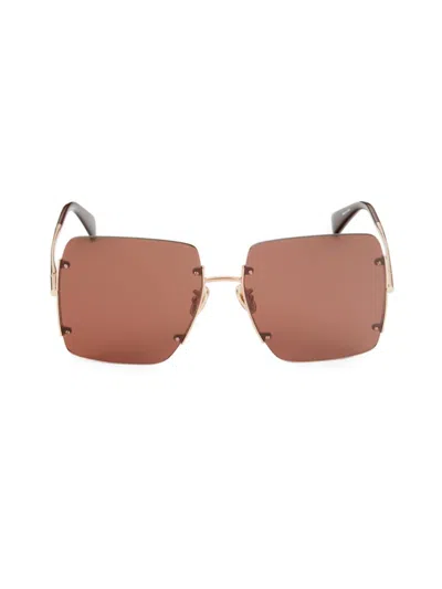 Shop Max Mara Women's 60mm Square Sunglasses In Yellow Brown