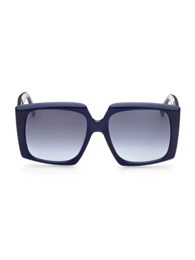 Shop Max Mara Women's 56mm Geometric Sunglasses In Blue