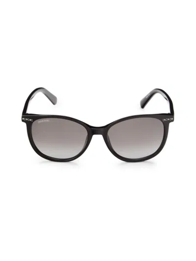 Shop Swarovski Women's 53mm  Crystal Oval Sunglasses In Black