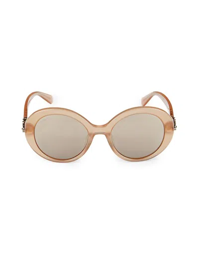 Shop Swarovski Women's 53mm  Crystal Round Sunglasses In Brown