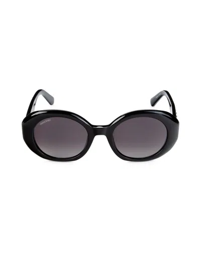 Shop Swarovski Women's 52mm Crystal Oval Sunglasses In Black