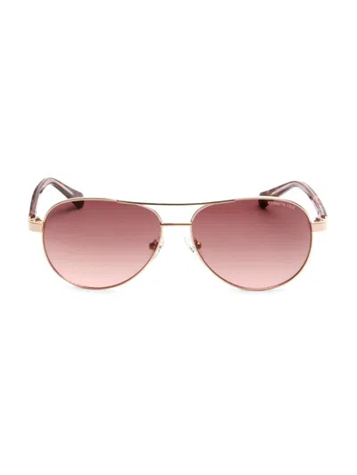 Shop Kenneth Cole Women's 60mm Aviator Sunglasses In Beige