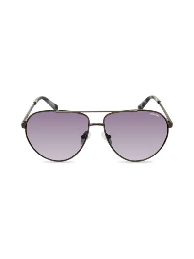 Shop Kenneth Cole 61mm Aviator Sunglasses In Gunmetal