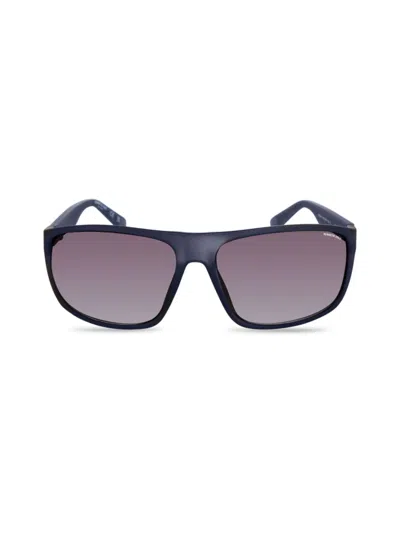 Shop Kenneth Cole Men's 66mm Rectangle Sport Sunglasses In Black