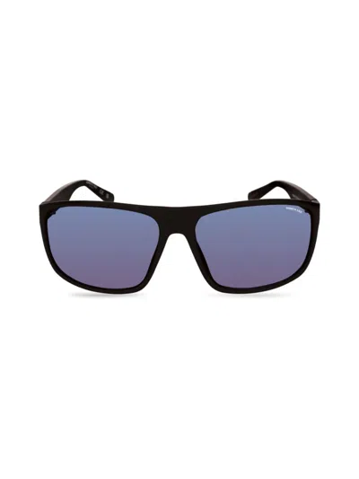 Shop Kenneth Cole Men's 66mm Rectangle Sport Sunglasses In Black Blue