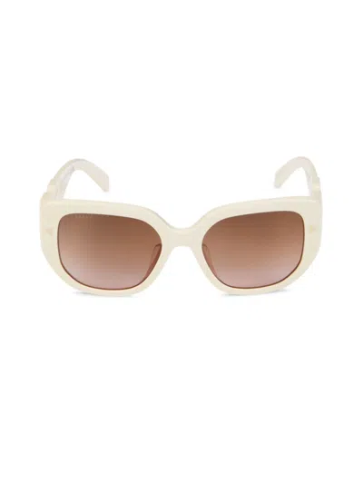 Shop Bally Women's 56mm Square Sunglasses In White Brown